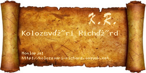 Kolozsvári Richárd névjegykártya